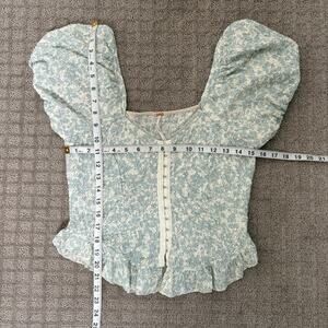 Free People Oh Baby Puff Sleeve Top in Tea Combo Size Large